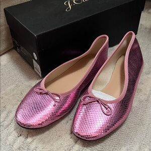 J. Crew metallic Pink embossed leather  Ballet Flats